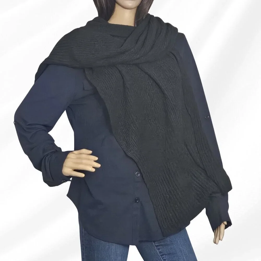 2/$30 INC International Concepts Twisted Rib Muffler Scarf Black NWT